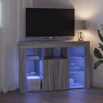 vidaXL Meuble TV LED d'Angle Gris Sonoma 106 x 40 x 68 cm