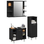 vidaXL Ensemble de mobilier de salle de bain avec étagère 3 Pièces Noir