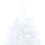 vidaXL Sapin de Noël artificiel pré-éclairé moitié/support blanc 120cm