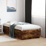 vidaXL Cadre de lit avec LED sans matelas chêne fumé 75x190 cm