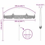 vidaXL Parasol Jaune et blanc Ø 205 x 209 cm Acier