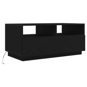 vidaXL Table basse avec lumières LED chêne noir 90x49x40 cm