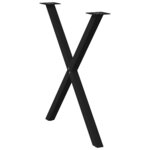 vidaXL Pieds de table à manger en forme de X  2 pièces  noir  80 x (72-73) cm  acier