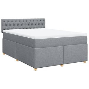 vidaXL Sommier à lattes de lit avec matelas Gris clair 140x190cm Tissu