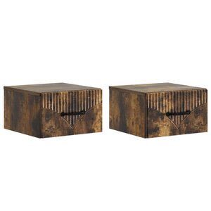 vidaXL Cabinet de chevet mural 2 Pièces Chêne fumé 34 5 x 33 x 20 cm