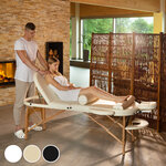 Tectake table de massage sawsan 3 zones avec rembourrage de 5cm et châssis en bois - blanc