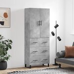 vidaXL Buffet haut Gris béton 69 5x34x180 cm Bois d'ingénierie
