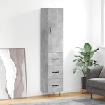 vidaXL Buffet haut Gris béton 34 5x34x180 cm Bois d'ingénierie