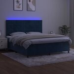 vidaXL Sommier à lattes de lit matelas et LED Bleu foncé 160x200 cm