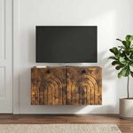 vidaXL Meuble TV mural Chêne fumé 59 5 x 31 x 30 cm Bois d'ingénierie
