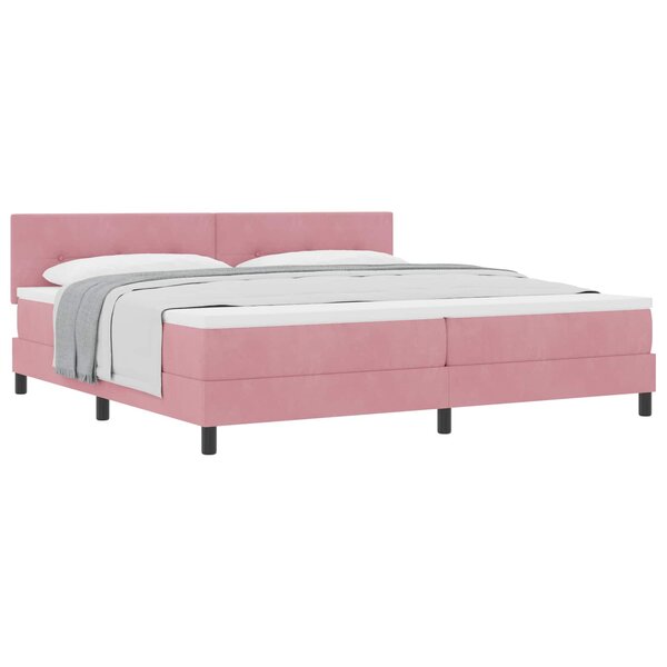 vidaXL Lit à ressorts avec matelas Rose 200 x 200 cm Velours