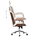 vidaXL Chaise de bureau avec appuie-tête Crème Similicuir et bois