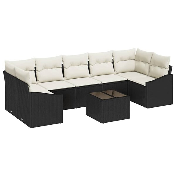vidaXL Ensemble de canapé de jardin 8 Pièces Noir  Crème 55 x 55 x 37 cm