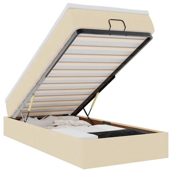 vidaXL Cadre de lit ottoman avec matelas crème 80x200 cm tissu
