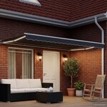 vidaXL Cadre de store manuel avec LEDs Blanc et anthracite 4 × 3 5 m