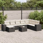 vidaXL Salon de jardin 9 Pièces avec coussins noir résine tressée