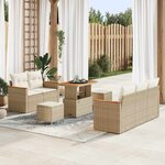 vidaXL Ensemble de canapé de jardin 8 Pièces Beige Poly rotin