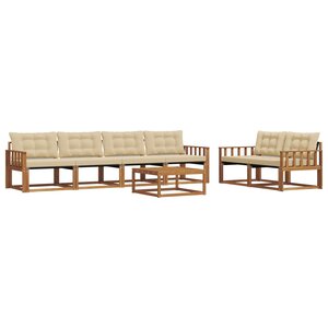 vidaXL Ensemble de canapés d'extérieur 7 Pièces Naturel et Beige