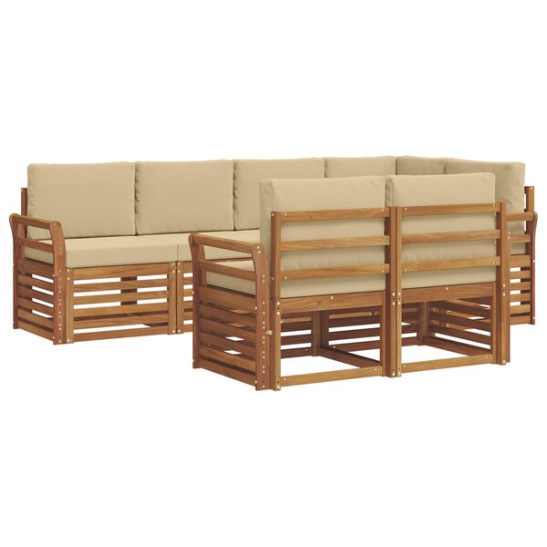 vidaXL Ensemble de canapés d'extérieur 7 pc Naturel et Beige Polyester