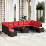 vidaXL Ensemble de canapé de jardin 11 Pièces Marron polyrotin
