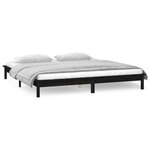 vidaXL Cadre de lit à LED sans matelas noir 120x190 cm bois massif