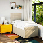 vidaXL Sommier à lattes de lit et matelas Crème 90x190 cm Tissu