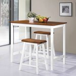 vidaXL Table de bar et tabouret 3 Pièces Bois massif