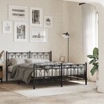 vidaXL Cadre de lit métal sans matelas avec pied de lit noir 150x200cm
