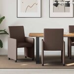 vidaXL Chaises de Salle à Manger avec Roues 2 Pièces Marron