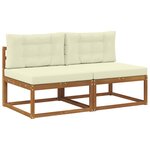 vidaXL Sofa de milieu extérieur avec coussin 2 Pièce Naturel
