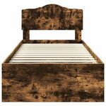 vidaXL Cadre de lit Chêne fumé 90 x 200 cm Bois de pin massif