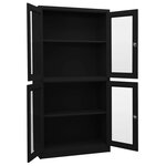 vidaXL Armoire de bureau Noir 90x40x180 cm Acier et verre trempé