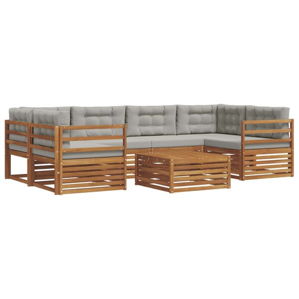 vidaXL Ensemble de canapés d'extérieur 7 pc Gris Naturel et Clair