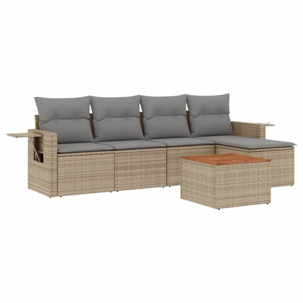 vidaXL Salon de jardin avec coussins 6Pièces mélange beige résine tressée