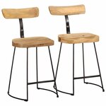 vidaXL Tabourets de bar lot de 2 49x43x79 cm bois de manguier massif