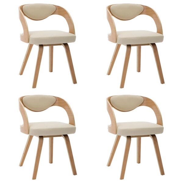 vidaXL Chaises à manger lot de 4 crème bois courbé et similicuir