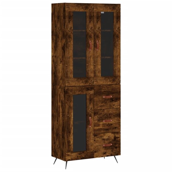 vidaXL Buffet haut Chêne fumé 69 5x34x180 cm Bois d'ingénierie