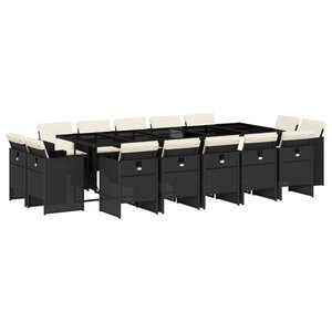 vidaXL Ensemble à manger de jardin 15 Pièces coussins noir résine tressée