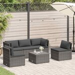 vidaXL Salon de jardin 4 Pièces avec coussins Résine tressée Gris