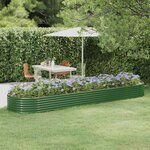 vidaXL Lit surélevé de jardin Acier galvanisé 396x100x36cm Vert
