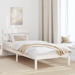 vidaXL Cadre de Lit avec Tête de Lit Blanc 80x200 cm Bois Massif de Pin