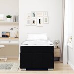 vidaXL Cadre de lit avec matelas Noir 120 x 190 cm tissu