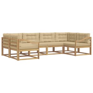 vidaXL Ensemble de canapés d'extérieur 6 pc Blanc et Beige