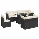 vidaXL Salon de jardin 9 Pièces avec coussins noir résine tressée