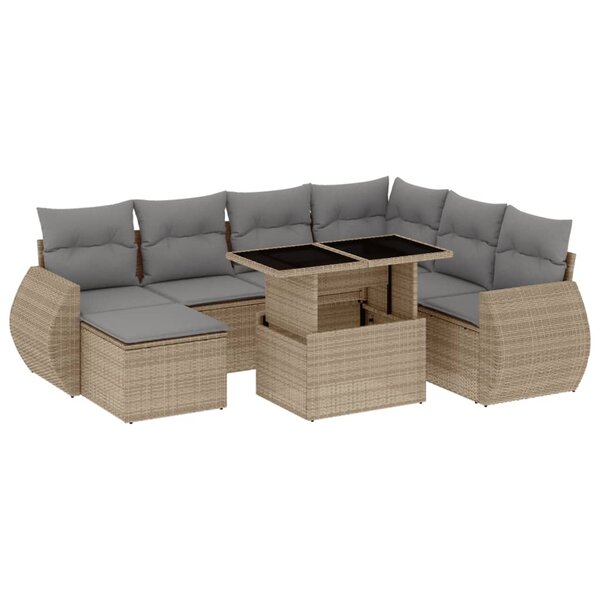 vidaXL Salon de jardin avec coussins 8 Pièces beige résine tressée