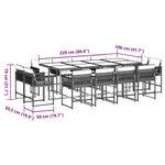 vidaXL Ensemble à manger de jardin avec coussins 13 Pièces marron rotin