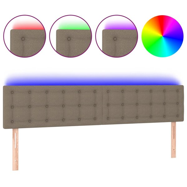 vidaXL Tête de lit à LED Taupe 160x5x78/88 cm Tissu