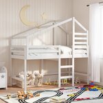 vidaXL Lit superposé avec échelle et toit sans matelas blanc 90x200 cm