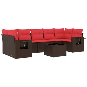 vidaXL Salon de jardin 8 Pièces avec coussins marron résine tressée