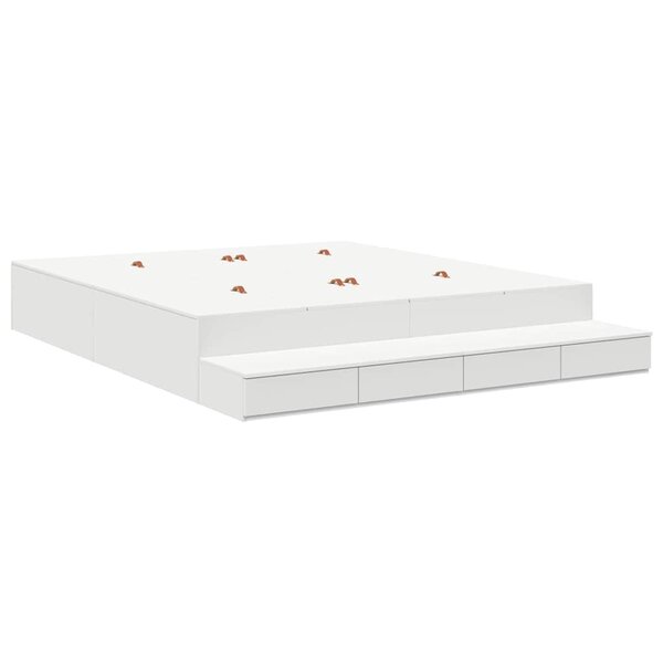 vidaXL Cadre de lit avec rangement Blanc 236 5 x 180 x 31 5 cm